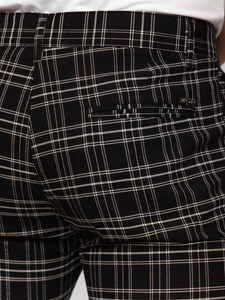 Pantaloni negri în carouri pentru bărbați Bolf 184166