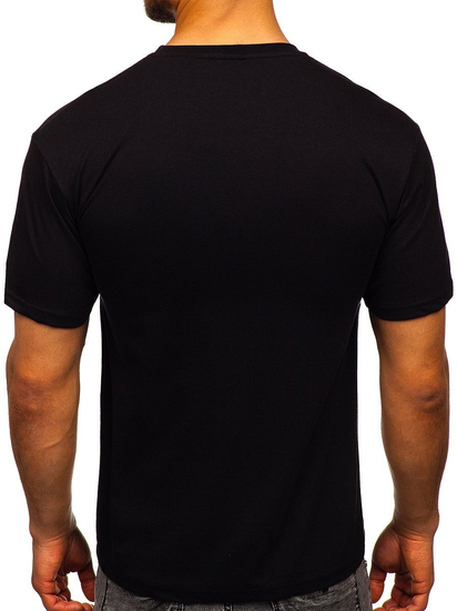Tricou negru cu imprimeu bărbati Bolf 14333