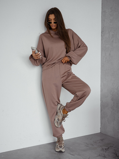 Set hanorac cu glugă două piese pentru femei Cappuccino Bolf 525