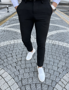 Pantaloni negri din țesătură pentru bărbați Bolf 0031