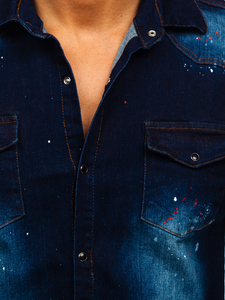 Cămașă de blugi bleumarin mâneca lungă Bolf R703