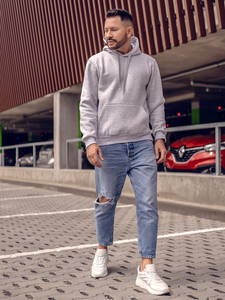 Hanorac gri-deschis tip cangur Bolf 1004