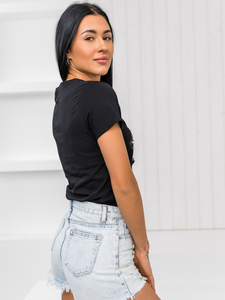 Tricou de dama negru cu aplicatie Bolf 96T620