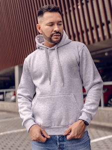 Hanorac gri-deschis tip cangur Bolf 1004