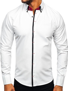 Cămașă elegantă bărbați albă Bolf 2767-1