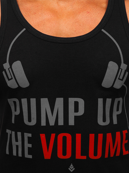 Maiou tank top negru cu imprimeu Bolf 14835