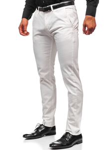 Pantaloni chinos albi bărbati Bolf 1143