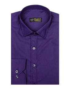 Cămașă elegantă bărbătească violet cu mâneci lungi Bolf 1703