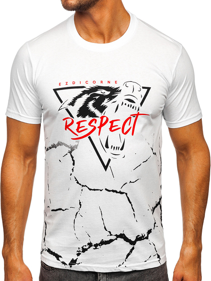 Tricou din bumbac cu imprimeu alb Bolf 5035