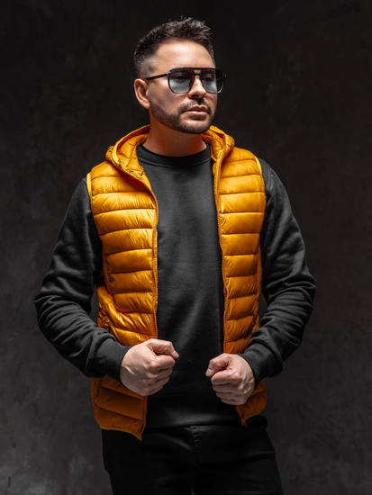 Vestă galbena cu glugă matlasată Bolf LY36