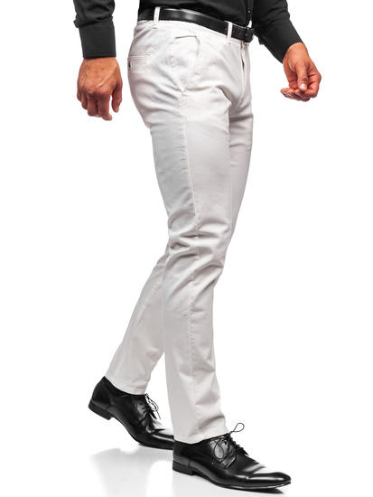 Pantaloni chinos albi bărbati Bolf 1143