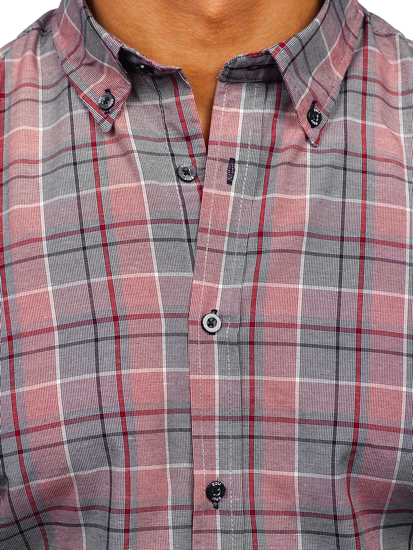 Cămașă în carouri vichy cu mâneca lungă roșie Bolf 22748