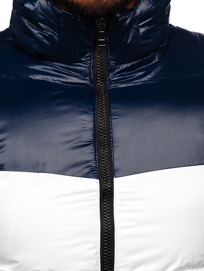 Geacă bleumarin-rosie de iarnă matlasată 6593