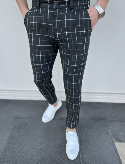 Pantaloni chino în carouri pentru bărbați de la Bolf 0032