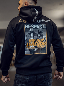 Hanorac negru tip cangur pentru bărbați cu imprimeu Bolf M280