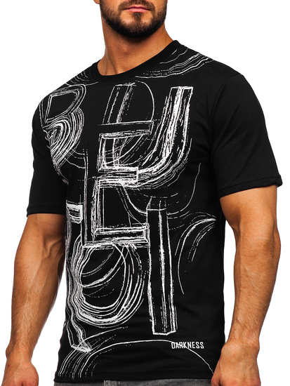 Tricou negru imprimat pentru bărbați Bolf KS2525T