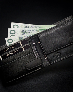 Portofel din piele negru bărbați 13967