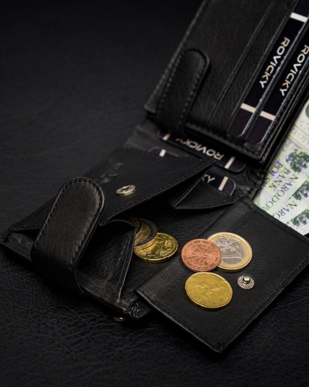 Portofel din piele negru bărbați 13967