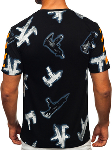 Tricou bărbătesc din bumbac negru cu imprimeu Bolf MPO3471