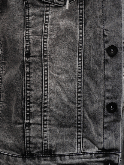 Geacă de blugi cu glugă gri Bolf 10350