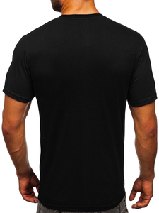 Tricou negru bărbătesc din bumbac cu imprimeu Bolf KS1997