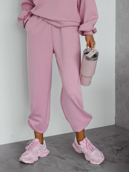 Set hanorac cu glugă pentru femei roz pudrat Bolf 525