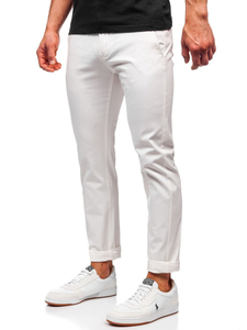 Pantaloni chinos albi bărbati Bolf 1143
