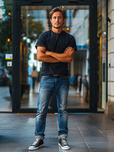 Tricou lung negru bărbătesc fără imprimeu Bolf 14290A2