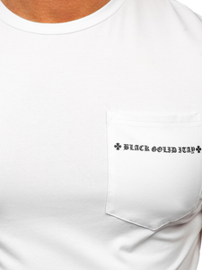 Tricou alb cu imprimeu și buzunar Bolf MT3044