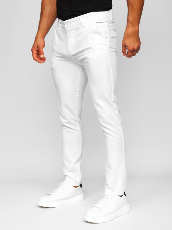 Pantaloni chino albi pentru bărbați Bolf 0055