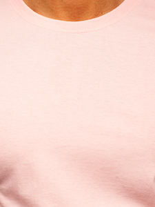 Tricou simplu bărbătesc din bumbac roz deschis Bolf 192397