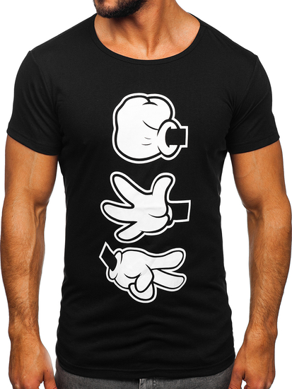 Tricou negru cu imprimeu Bolf KS1997