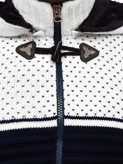 Pulover cu glugă gros bleumarin Bolf 2047