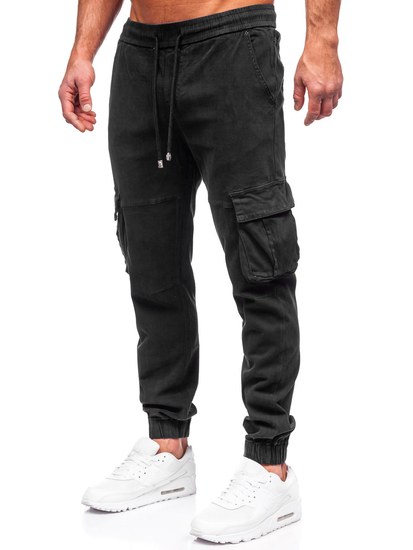 Blugi cargo joggers negri Bolf MP0105N