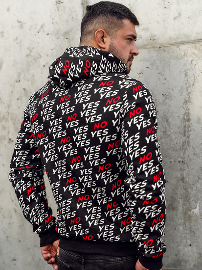 Hanorac negru pentru bărbați cu imprimeu Bolf 141013A2