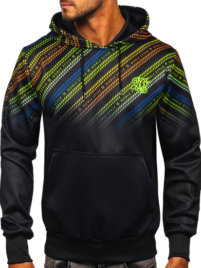 Hanorac negru cu imprimeu Bolf HM258