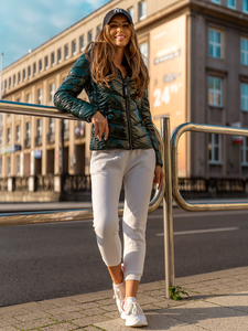 Geacă matlasată verde cu glugă dame Bolf B9753