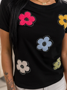 Tricou de dama negru cu aplicatie Bolf 95T2529