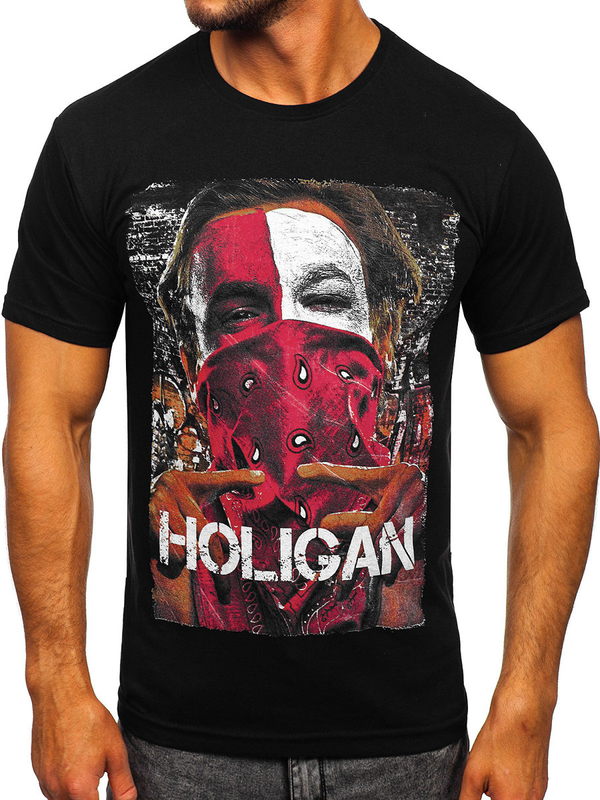 Tricou din bumbac cu imprimeu negru Bolf CMR18