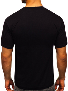 Tricou negru cu imprimeu bărbati Bolf 14333