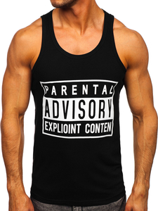 Maiou negru tank top cu imprimeu Bolf 14855