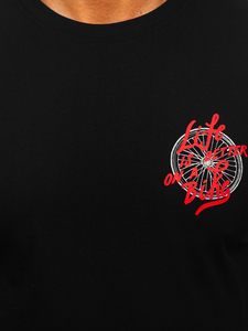 Tricou bărbătesc din bumbac negru cu imprimeu Bolf MPO3555