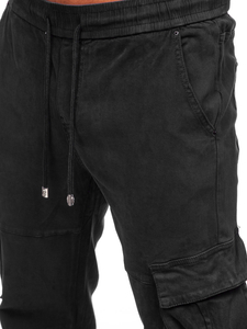 Blugi cargo joggers negri Bolf MP0105N