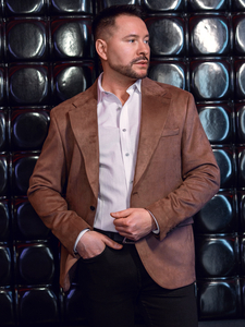 Sacou maro din catifea pentru bărbați Bolf 24410