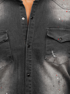 Cămașă de blugi grafit cu mâneca lungă Bolf R710