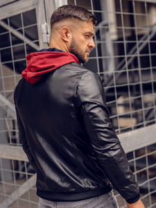 Geacă de piele neagră Bolf 6803B