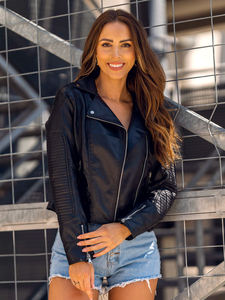 Geacă de piele neagră dame Bolf 11Z8037A