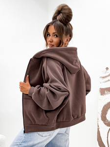 Hanorac termoizolant cu fluture pentru femei ciocolatiu Bolf 821112