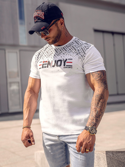 Tricou din bumbac alb și imprimeu Bolf 14720A