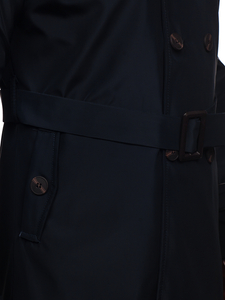 Palton bleumarin cu guler inalt și curea Bolf 0001